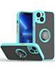iPhone 15 Plus Hard PC Rear / Soft TPU Colorful Border Case w / I - ring Holder - LIGHT BLUE (Only Ground Shipping)