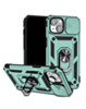 Dual Layers Hybrid Case with Metal Ring And Camera Protector - GREEN for iPhone 15 Pro (Only Ground Shipping)