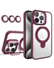 Magnetic Clear Case with 2 Kickstand & Camera Lens (Burgundy) for iPhone 15 Pro (Only Ground Shipping)