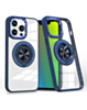 Transparent Wireless Charging Case with Ring Holder - DARK BLUE for iPhone 15 Pro (Only Ground Shipping)