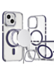 Thin Magnetic Clear Case with Camera Stand Kickstand - PURPLE for iPhone 14 Plus / 15 Plus (Only Ground Shipping)