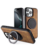 Slim Leather Case with Wireless Charging Kickstand - BROWN for iPhone 15 Pro (Only Ground Shipping)