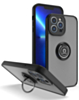Hard PC Rear / Soft TPU Colorful Border Case with I-ring Holder - BLACK for iPhone 15 Pro (Only Ground Shipping)