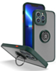 Hard PC Rear / Soft TPU Colorful Border Case with I-ring Holder - DARK GREEN for iPhone 15 Pro (Only Ground Shipping)