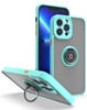 Hard PC Rear / Soft TPU Colorful Border Case with I-ring Holder - LIGHT BLUE for iPhone 15 Pro (Only Ground Shipping)