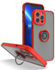 Hard PC Rear / Soft TPU Colorful Border Case with I-ring Holder - RED for iPhone 15 Pro (Only Ground Shipping)