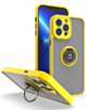 Hard PC Rear / Soft TPU Colorful Border Case with I-ring Holder - YELLOW for iPhone 15 Pro (Only Ground Shipping)