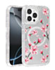 Flower Design Transparent Case with Wireless Charger - Style 1 for iPhone 15 Pro (Only Ground Shipping)
