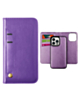 Genuine Leather Magnetic Wallet Case with Credit Card Slot - PURPLE for iPhone 15 Pro (Only Ground Shipping)