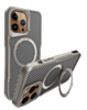 Carbon Fiber Magnetic Kickstand Case - GRAY for iPhone 15 Pro Max (Only Ground Shipping)
