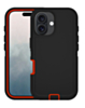 Heavy Duty Case for iPhone 16 (BLACK & RED) (Only Ground Shipping)
