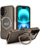 Premium Quality Magnetic Protective Case with 360 Rotating Ring Stand for iPhone 16 (GOLD) (Only Ground Shipping)