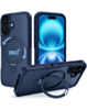 Premium Quality Magnetic Protective Case with 360 Rotating Ring Stand for iPhone 16 (NAVY) (Only Ground Shipping)