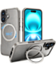 Premium Quality Magnetic Protective Case with 360 Rotating Ring Stand for iPhone 16 (SILVER) (Only Ground Shipping)