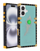 Peacock Feather Design Square Case - TEAL for iPhone 16 (Only Ground Shipping)
