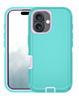 Heavy Duty Case for iPhone 16 (TEAL & PINK) (Only Ground Shipping)