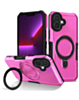 Hard PC Shockproof Case w /Ring Holder - PINK for iPhone 16 (Only Ground Shipping)