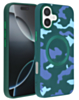 Camouflage Design Wireless Charging Case - GREEN for iPhone 16 Plus (Only Ground Shipping)
