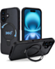 Premium Quality Magnetic Protective Case with 360 Rotating Ring Stand for iPhone 16 Plus (BLACK) (Only Ground Shipping)
