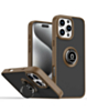 Hard PC Rear / Soft TPU Colorful Border Case with I-ring Holder - DESERT TITANIUM for iPhone 16 Pro (Only Ground Shipping)