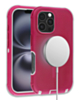 Wireless Charging Heavy Duty Case - PINK & WHITE for iPhone 16 Pro / 17 (Only Ground Shipping)