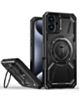 Full-Body Rugged Shockproof Case with Built-in Ring Holder - BLACK for iPhone 16 Plus (Only Ground Shipping)