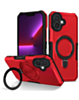 Hard PC Shockproof Case w /Ring Holder - RED for iPhone 16 Plus (Only Ground Shipping)