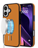 Full Cover Leather Design Wireless Charging Case - ORANGE for iPhone 16 Plus (Only Ground Shipping)