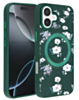 Flower Design Wireless Charging Case - DARK GREEN for iPhone 16 Plus (Only Ground Shipping)