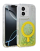 Wireless Charging Protective Glitter Liquid Bumper Case - YELLOW for iPhone 16 Plus (Only Ground Shipping)