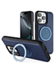 Slim Leather Case with Wireless Charging Kickstand - BLUE for iPhone 16 Pro (Only Ground Shipping)