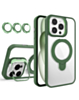 Magnetic Clear Case with 2 Kickstand & Camera Lens - DARK GREEN for iPhone 16 Pro (Only Ground Shipping)