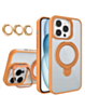 Magnetic Clear Case with 2 Kickstand & Camera Lens - ORANGE for iPhone 16 Pro (Only Ground Shipping)