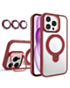 Magnetic Clear Case with 2 Kickstand & Camera Lens (Burgundy) for iPhone 16 Pro (Only Ground Shipping)