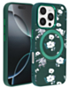 Flower Design Wireless Charging Case - DARK GREEN for iPhone 16 Pro / 17 (Only Ground Shipping)