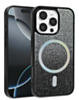Wireless Charging Bling Diamond Crystal Case - BLACK & SILVER for iPhone 16 Pro (Only Ground Shipping)