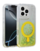 Wireless Charging Protective Glitter Liquid Bumper Case - YELLOW for iPhone 16 Pro (Only Ground Shipping)