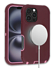 Wireless Charging Heavy Duty Case - MAROON & BLACK for iPhone 16 Pro Max (Only Ground Shipping)