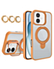 Magnetic Clear Case with 2 Kickstand & Camera Lens - ORANGE for iPhone 17 (Only Ground Shipping)