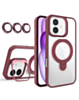 Magnetic Clear Case with 2 Kickstand & Camera Lens (Burgundy) for iPhone 17 (Only Ground Shipping)