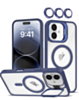 Thin Magnetic Clear Case with Camera Stand & Camera Cover - DARK BLUE for iPhone 17 (Only Ground Shipping)