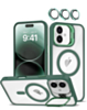 Thin Magnetic Clear Case with Camera Stand & Camera Cover - DARK GREEN for iPhone 17 (Only Ground Shipping)