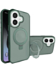 Carbon Wireless Charging Case with Ring Stand - GREEN for iPhone 17 (Only Ground Shipping)