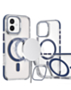 Thin Magnetic Clear Case with Camera Stand Kickstand - BLUE for iPhone 17 (Only Ground Shipping)