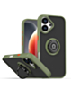 Hard PC Rear / Soft TPU Colorful Border Case with I-ring Holder - NAVY GREEN for iPhone 17 (Only Ground Shipping)
