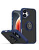 Hard PC Rear / Soft TPU Colorful Border Case with I-ring Holder - NAVY BLUE for iPhone 17 (Only Ground Shipping)