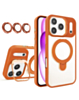 Magnetic Clear Case with 2 Kickstand & Camera Lens (Orange) for iPhone 17 Pro / 18 Pro (Only Ground Shipping)
