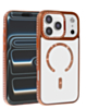 Magnetic Clear Glitter Case with Rhinestone Frame for iPhone 17 Pro (ORANGE) (Only Ground Shipping)