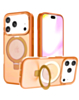 Carbon Wireless Charging Case with Ring Stand - ORANGE for iPhone 17 Pro (Only Ground Shipping)