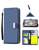 Elegant Leather Wallet Case with Wristlet Strap - BLUE for iPhone 17 Pro (Only Ground Shipping)
